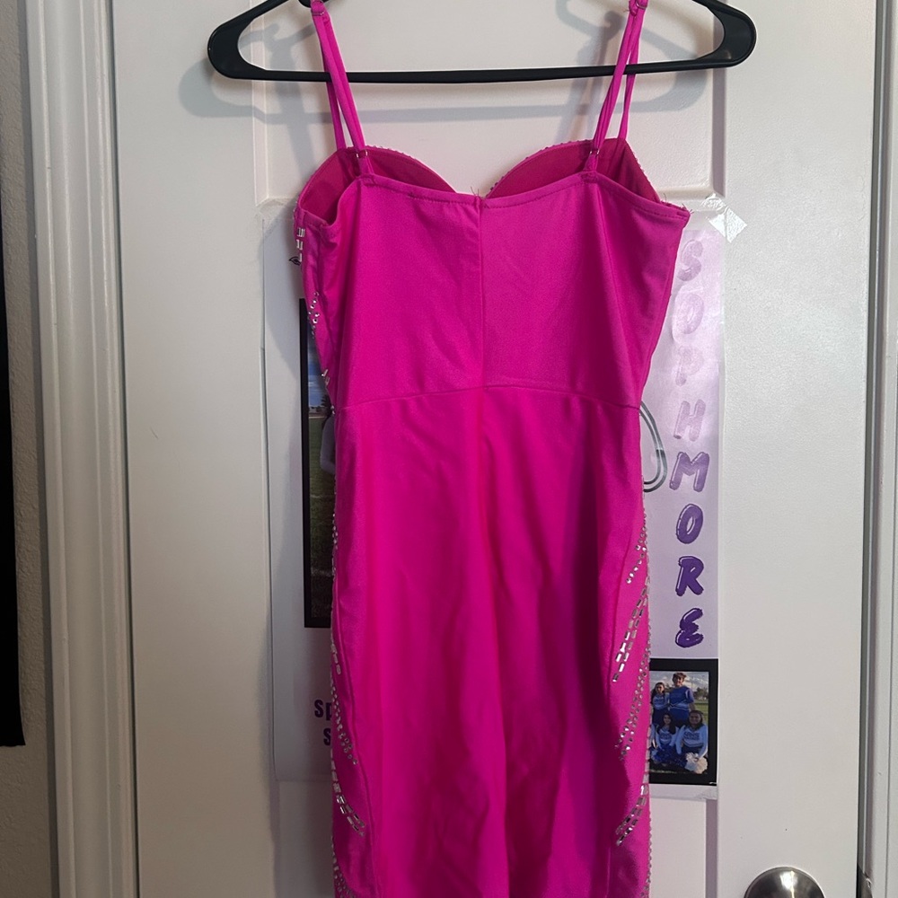 Windsor Hot Pink Rhinestone Mini Dress - Picture 2 of 2